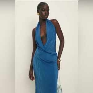 REFORMATION CONSUELA DRESS size S Elegant Blue Halter Dress